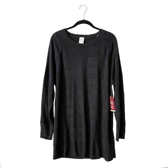 Faded Glory Sweater Womens Size 1X Black Crew Texture Long Sleeve Side Slits NWT - Picture 2 of 5